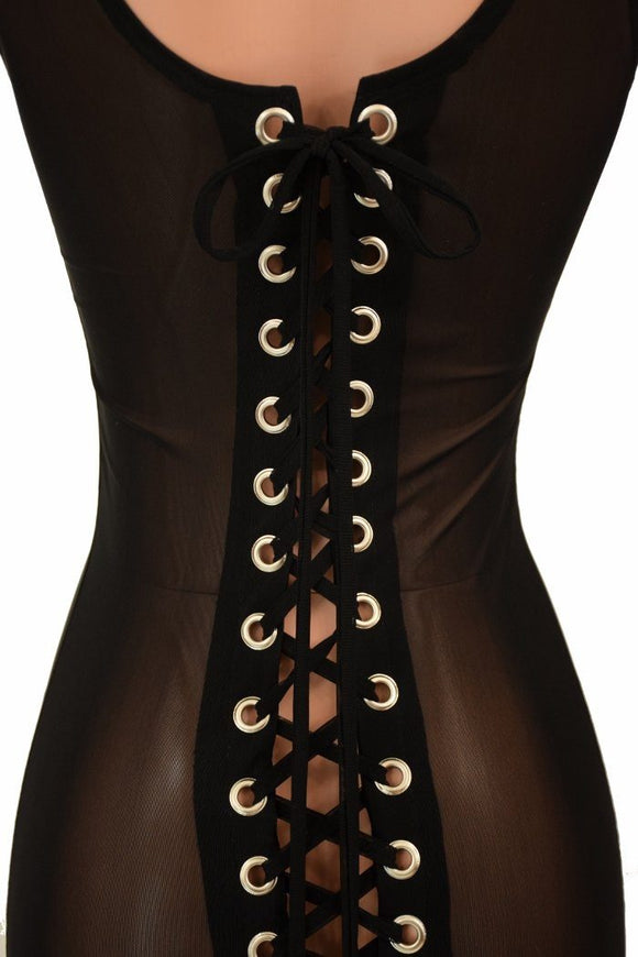 Lace Up Mesh Gown - Coquetry Clothing