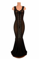 Lace Up Mesh Gown - Coquetry Clothing