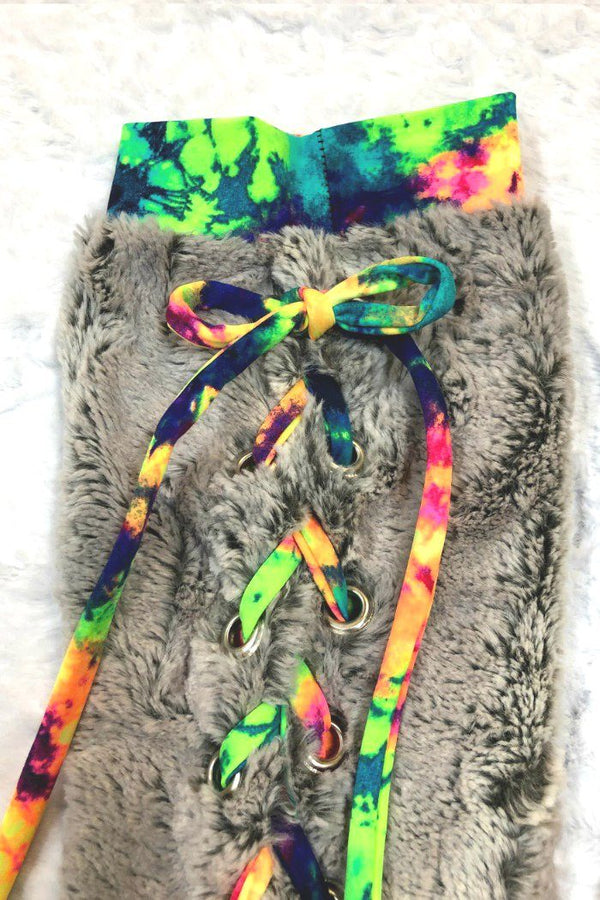 Lace Up Minky Leg Warmers - 8