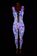 Lace Up Neon Flux Catsuit - Coquetry Clothing