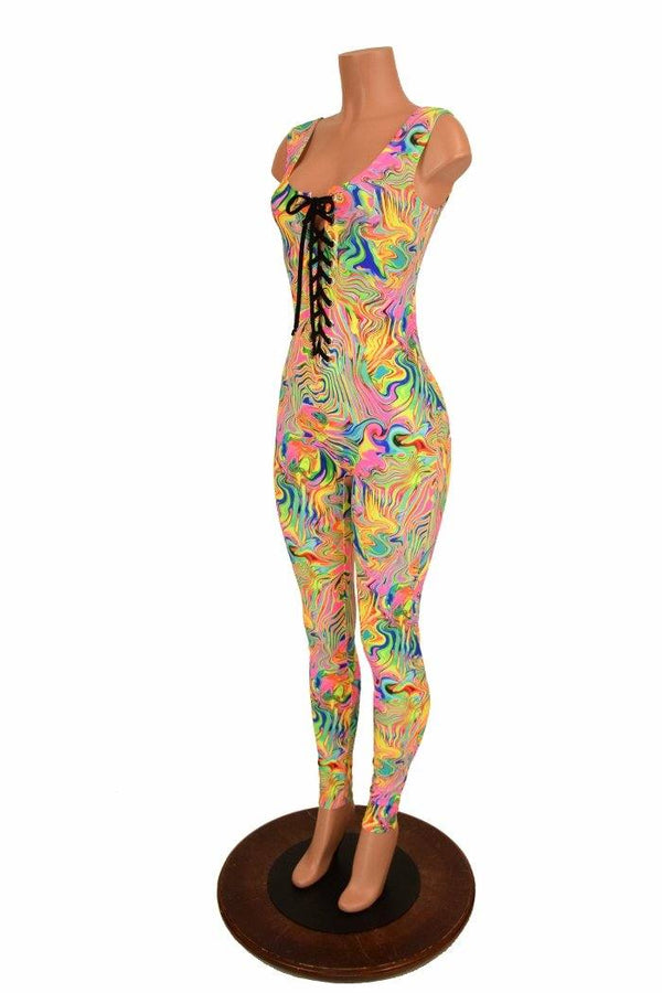 Lace Up Neon Flux Catsuit - 6