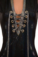 Lace Up Plunging V Romper - Coquetry Clothing
