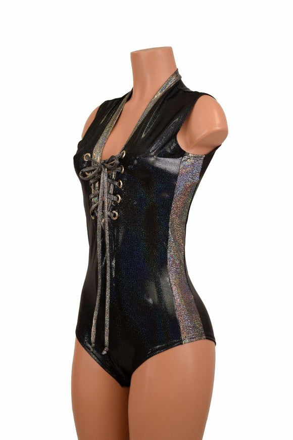 Lace Up Plunging V Romper - Coquetry Clothing