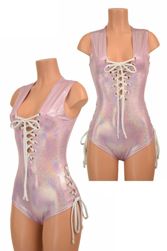 Lace Up Plunging V Romper - Coquetry Clothing