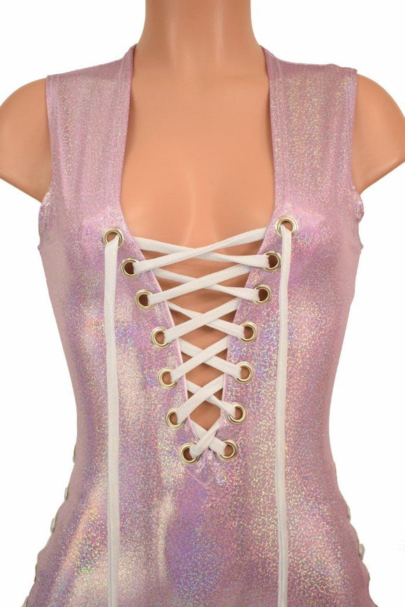 Lace Up Plunging V Romper - Coquetry Clothing