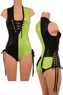 Lace Up Plunging V Romper - Coquetry Clothing