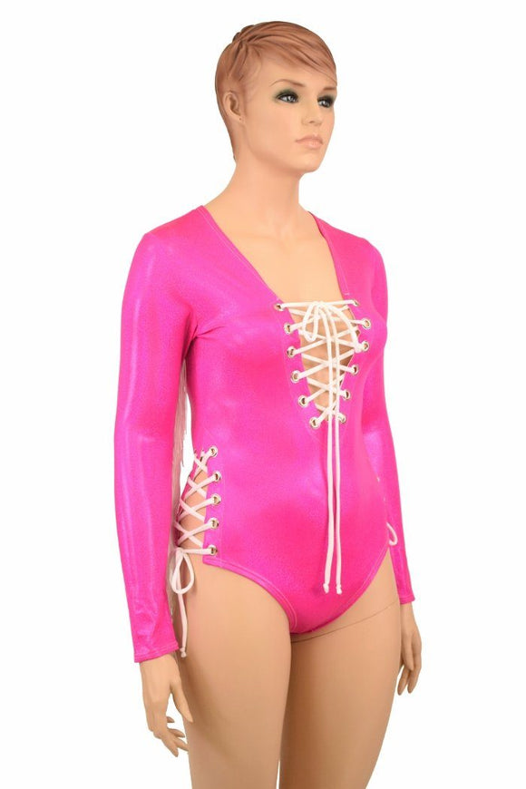 Lace Up Plunging V Romper - Coquetry Clothing