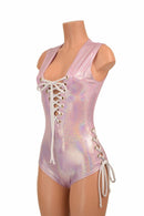 Lace Up Plunging V Romper - Coquetry Clothing