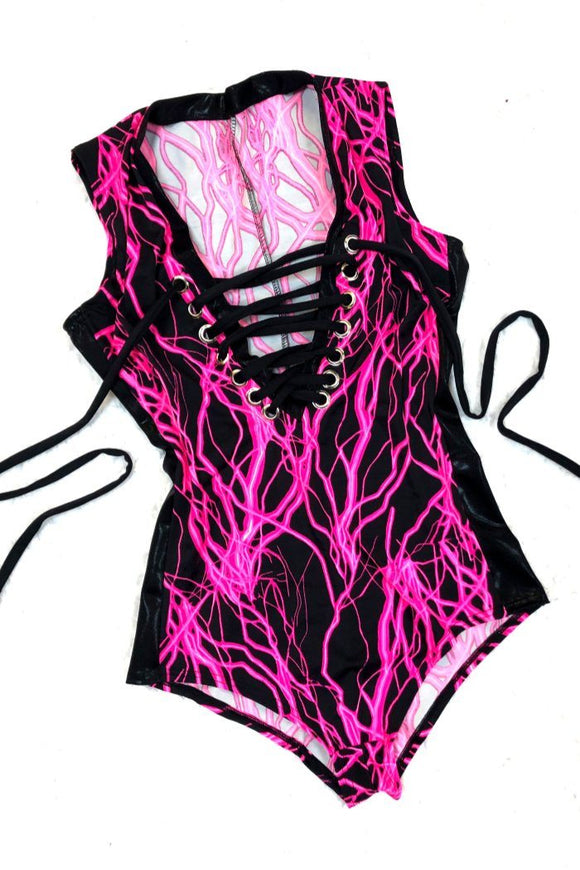 Lace Up Plunging V Romper - Coquetry Clothing