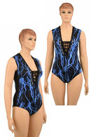 Lace Up Plunging V Romper - Coquetry Clothing