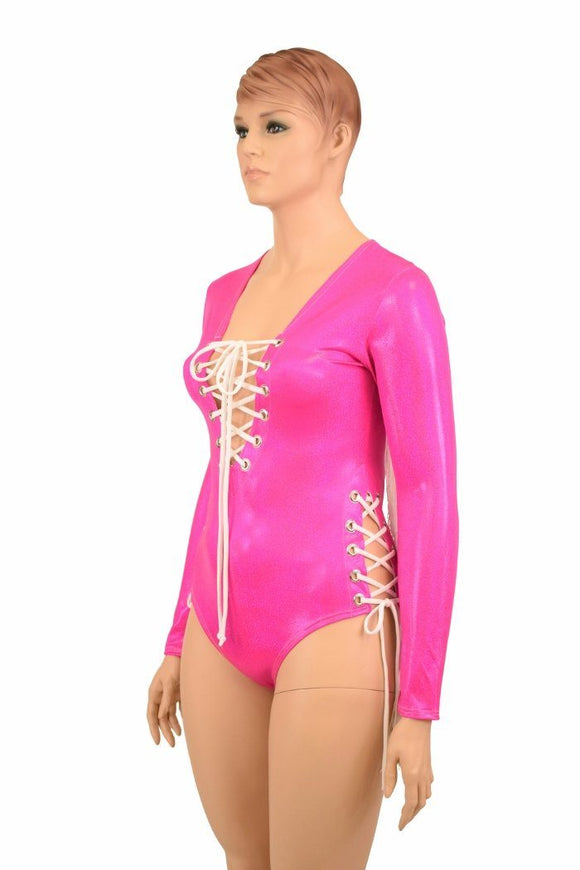 Lace Up Plunging V Romper - Coquetry Clothing