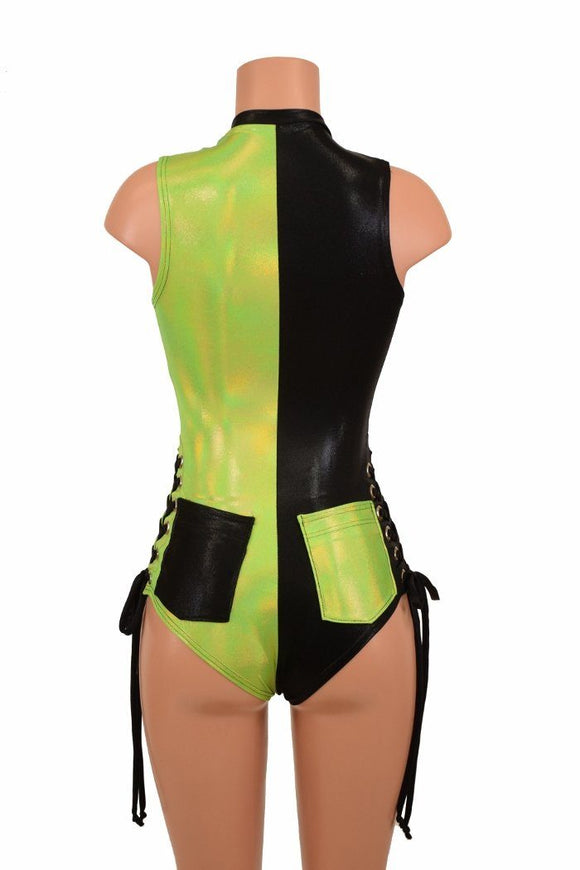 Lace Up Plunging V Romper - Coquetry Clothing