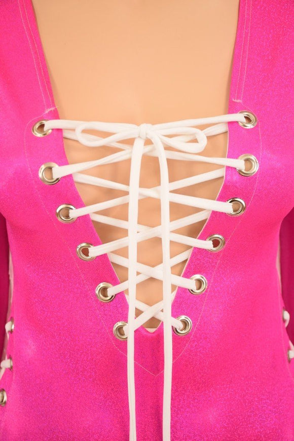 Lace Up Plunging V Romper - Coquetry Clothing