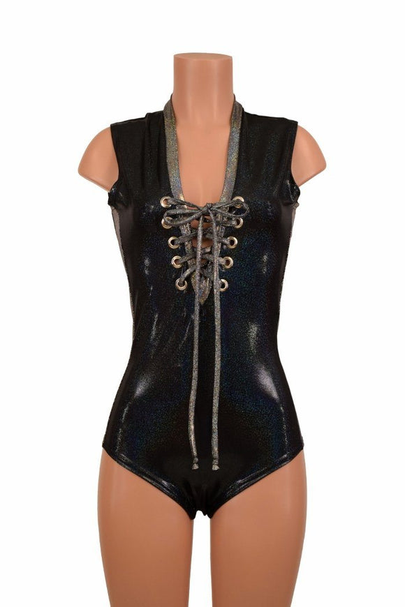 Lace Up Plunging V Romper - Coquetry Clothing