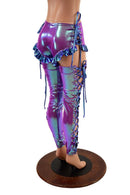 Lace Up Ruffled Sire Shorts & Thigh High Leg Warmers Set - Coquetry Clothing