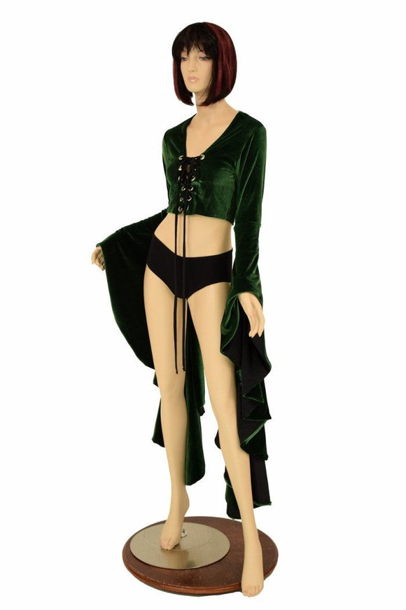 Lace Up Sorceress Sleeve Crop Top - Coquetry Clothing