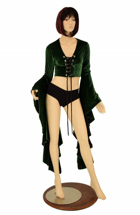 Lace Up Sorceress Sleeve Crop Top - Coquetry Clothing