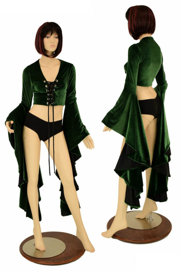 Lace Up Sorceress Sleeve Crop Top - Coquetry Clothing