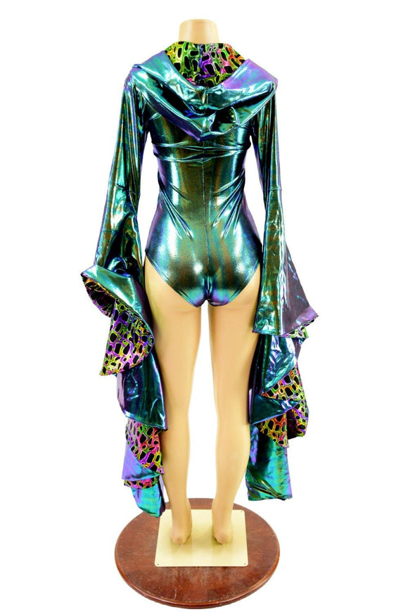 Lace Up Sorceress Sleeve Romper with Hood - Coquetry Clothing