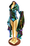 Lace Up Sorceress Sleeve Romper with Hood - Coquetry Clothing