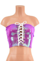 Lace Up Strapless Top in Plumeria - Coquetry Clothing