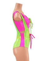 Lace Up Suspender Romper and Mini Crop Top Set - Coquetry Clothing