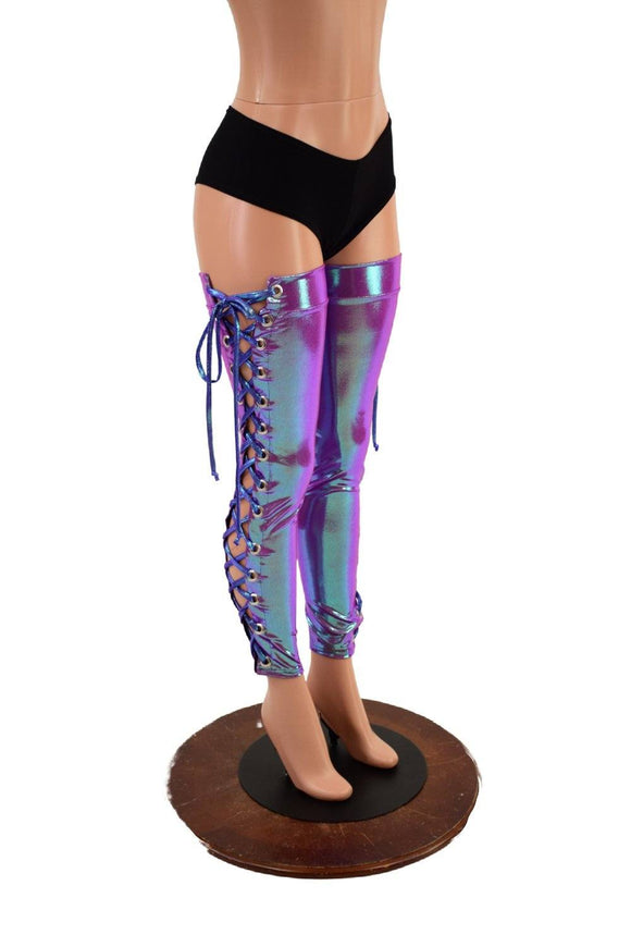 Lace Up Thigh High Leg Warmers - Coquetry Clothing