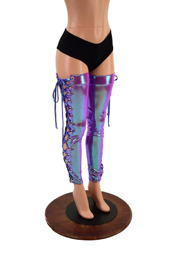 Lace Up Thigh High Leg Warmers - Coquetry Clothing