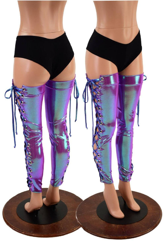 Lace Up Thigh High Leg Warmers - Coquetry Clothing