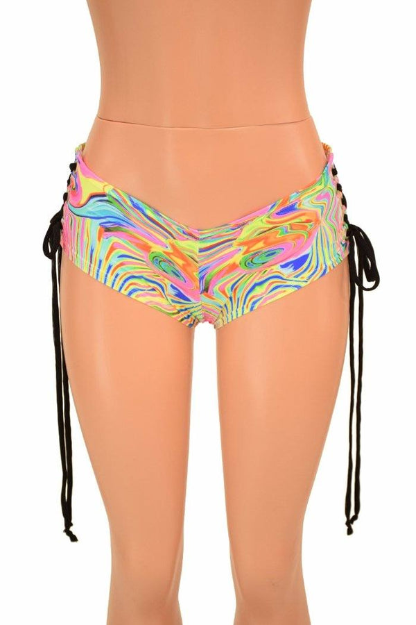 Lace Up Ultra Cheeky Booty Shorts - 4