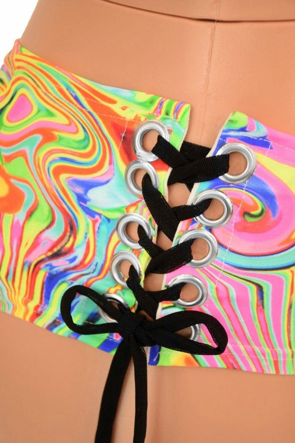 Lace Up Ultra Cheeky Booty Shorts - 2