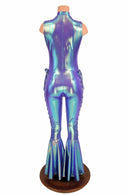 Lace Up Zippered Bell Bottom Flare Catsuit - Coquetry Clothing