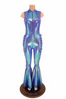 Lace Up Zippered Bell Bottom Flare Catsuit - Coquetry Clothing