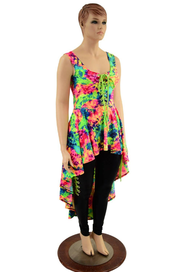 Laceup Hi Lo Peplum Top & Leggings Set - Coquetry Clothing
