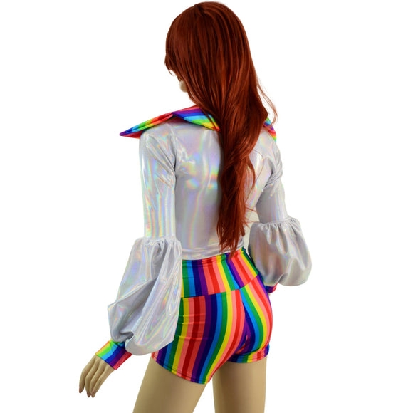 Lantern Sleeve Crop Jacket with Disco Collar - Coquetry Clothing