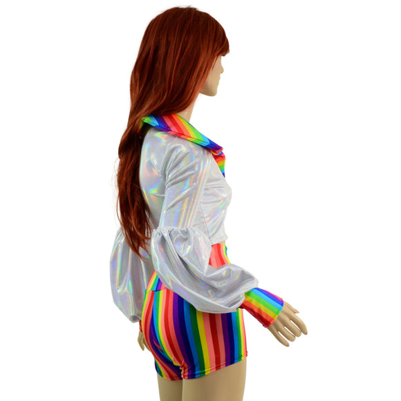Lantern Sleeve Crop Jacket with Disco Collar - Coquetry Clothing