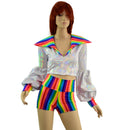 Lantern Sleeve Crop Jacket with Disco Collar - Coquetry Clothing
