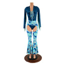 Lapis Lagoon Bell Bottom Chaps and Fringed Laceup Romper Set - Coquetry Clothing