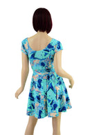 Lapis Lagoon Cap Sleeve Skater Dress - Coquetry Clothing