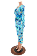 Lapis Lagoon Drop Crotch Jumpsuit with Laceup Bodice - Coquetry Clothing