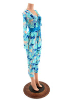 Lapis Lagoon Drop Crotch Jumpsuit with Laceup Bodice - Coquetry Clothing