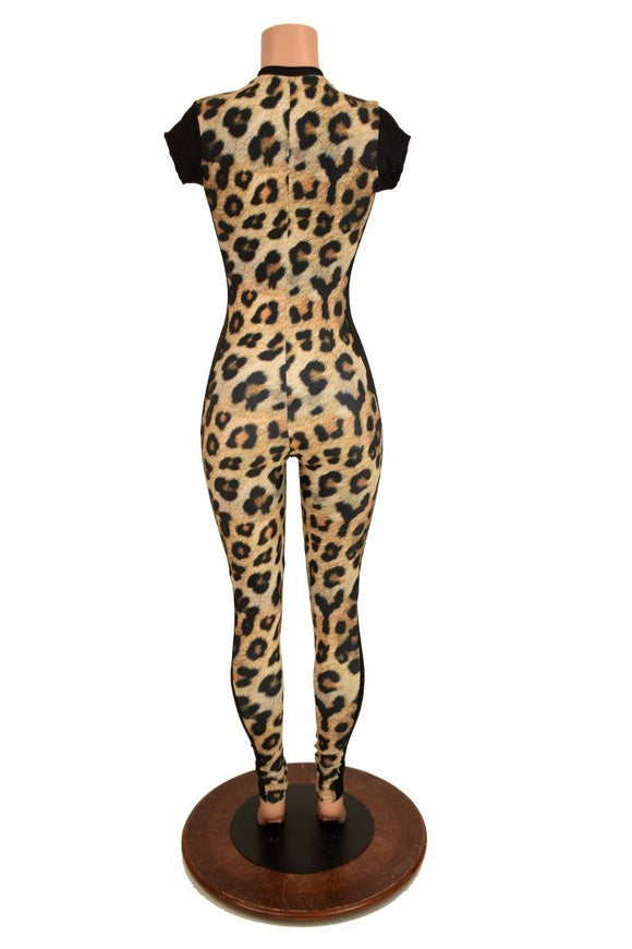 Leopard Catsuit with Side Panels - Coquetry Clothing