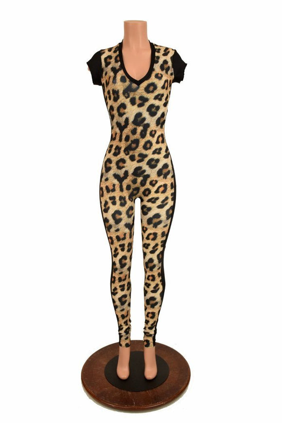 Leopard Catsuit with Side Panels - Coquetry Clothing