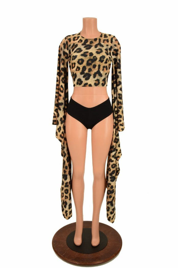 Leopard Kimono Crop Top - Coquetry Clothing