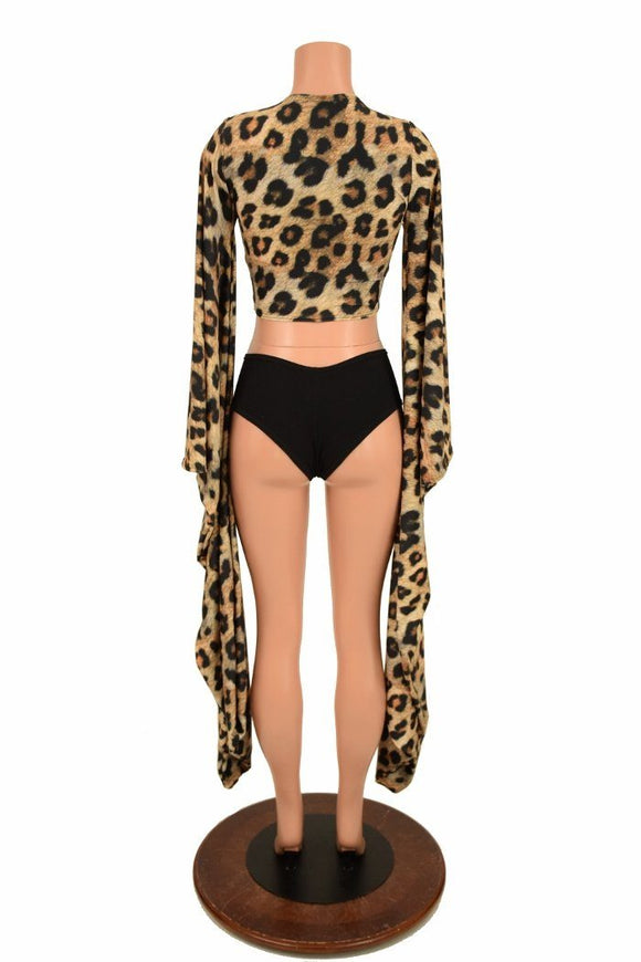 Leopard Kimono Crop Top - Coquetry Clothing