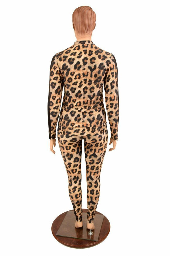 Leopard Print 2PC Zipper Front Leisure Suit - Coquetry Clothing