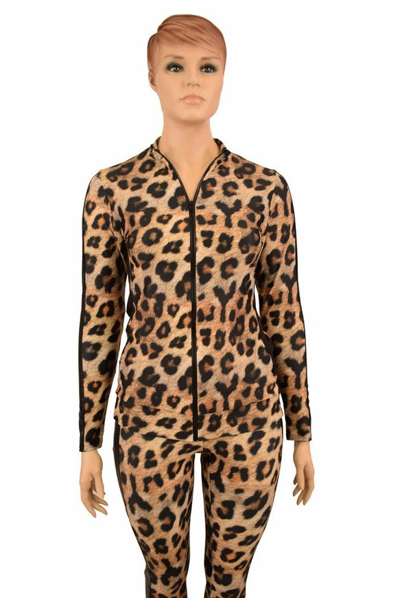Leopard Print 2PC Zipper Front Leisure Suit - Coquetry Clothing