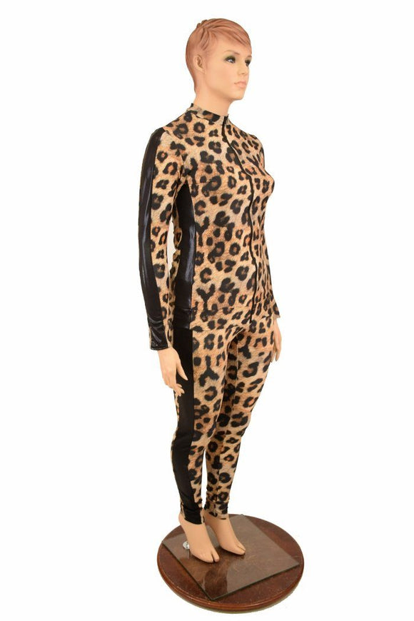Leopard Print 2PC Zipper Front Leisure Suit - Coquetry Clothing