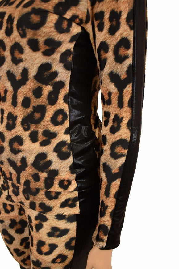 Leopard Print 2PC Zipper Front Leisure Suit - Coquetry Clothing