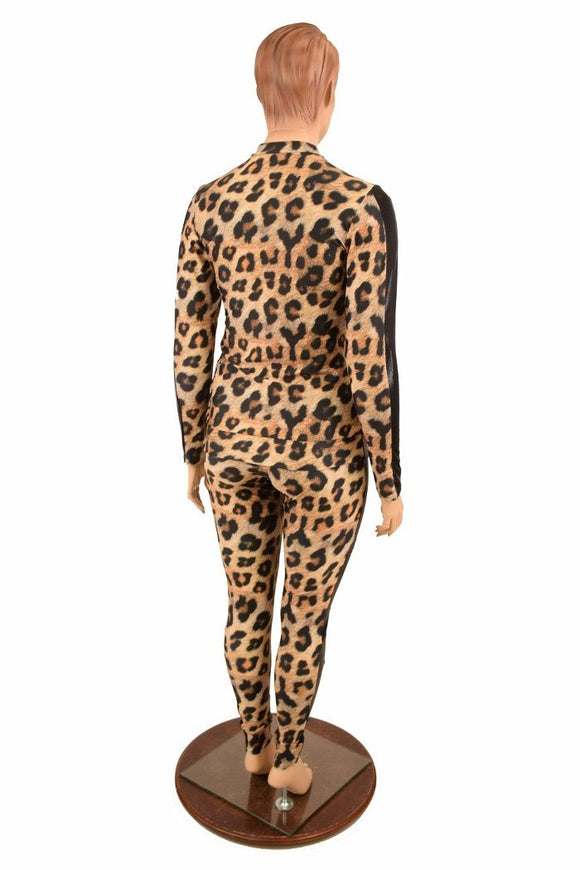 Leopard Print 2PC Zipper Front Leisure Suit - Coquetry Clothing